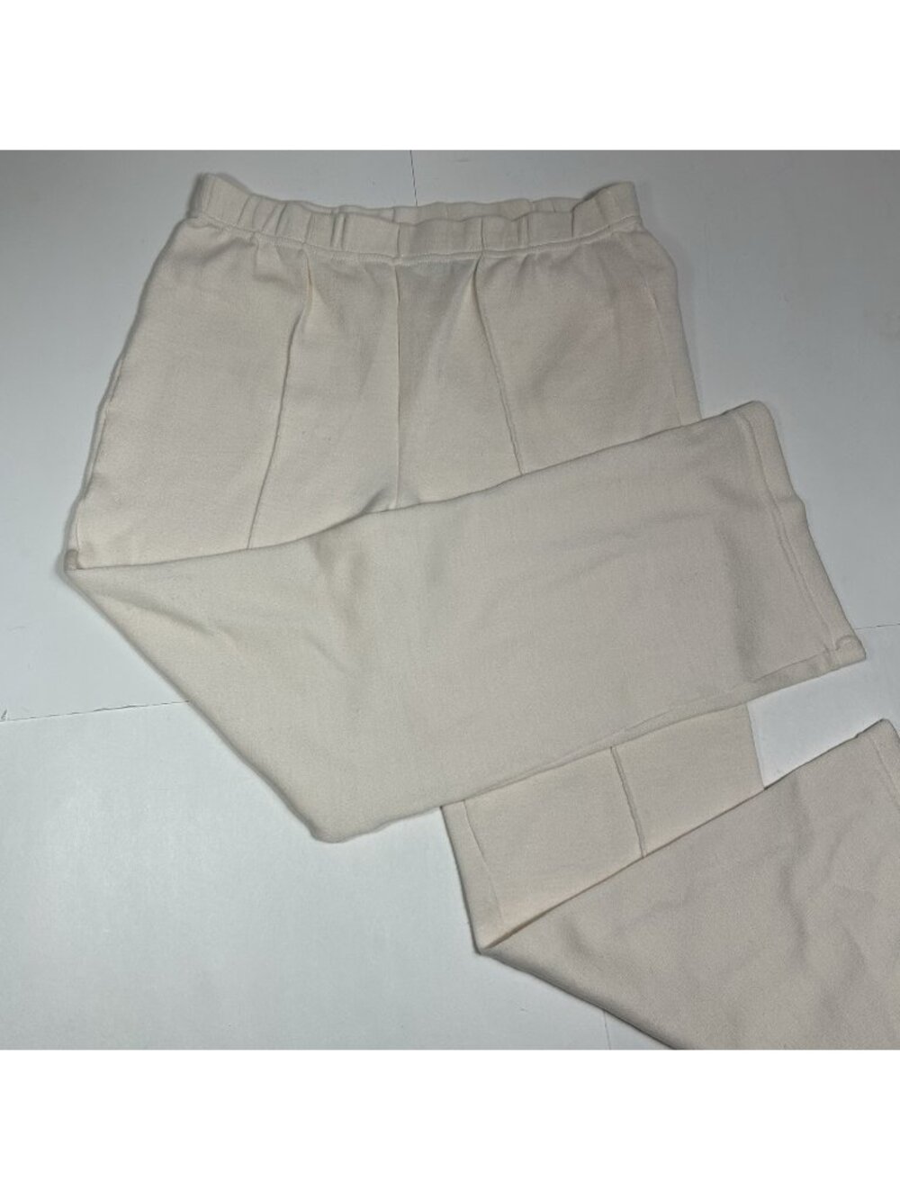 Vtg 80s Speedo Men Joggers Sweat Pants Ivory Straight Leg PullOn Acrylic Sz M